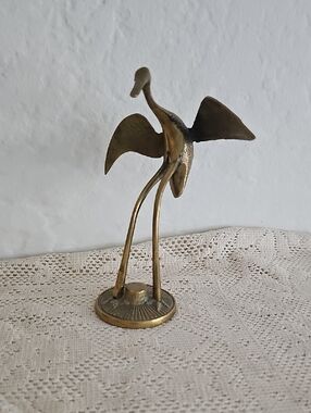 Vintage Brass Heron Crane Sculpture